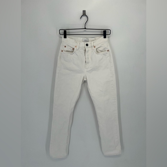 Wardrobe.Nyc White Mid Rise Logo Patch Tapered Jeans - Picture 2 of 10